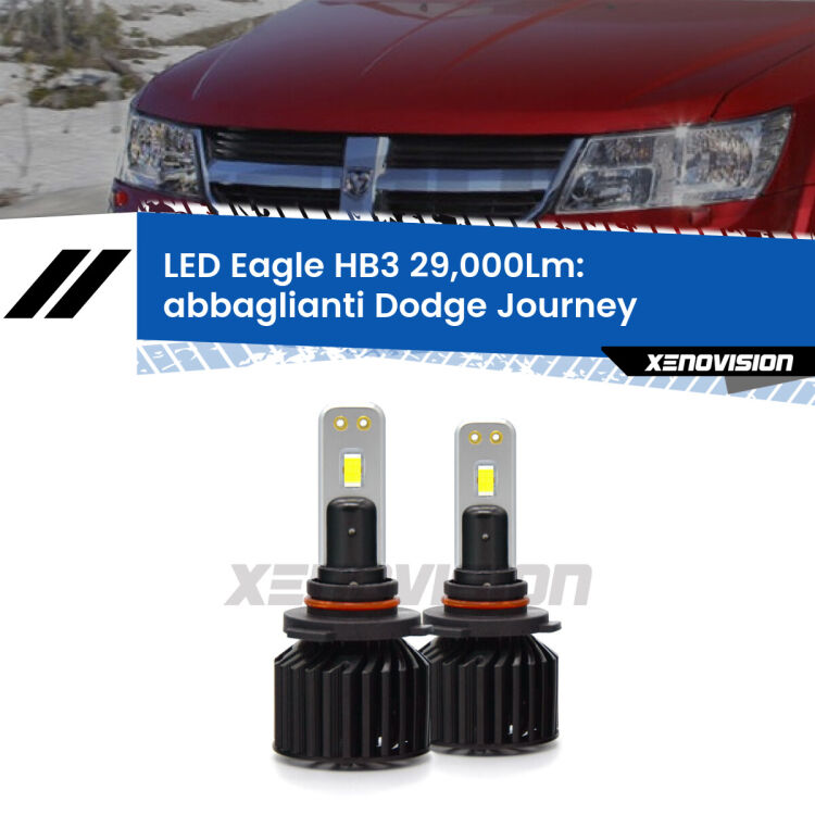 <strong>Kit abbaglianti LED specifico per Dodge Journey</strong>  2008 -2015. Lampade <strong>HB3</strong> Canbus da 29.000Lumen di luminosità modello Eagle Xenovision.