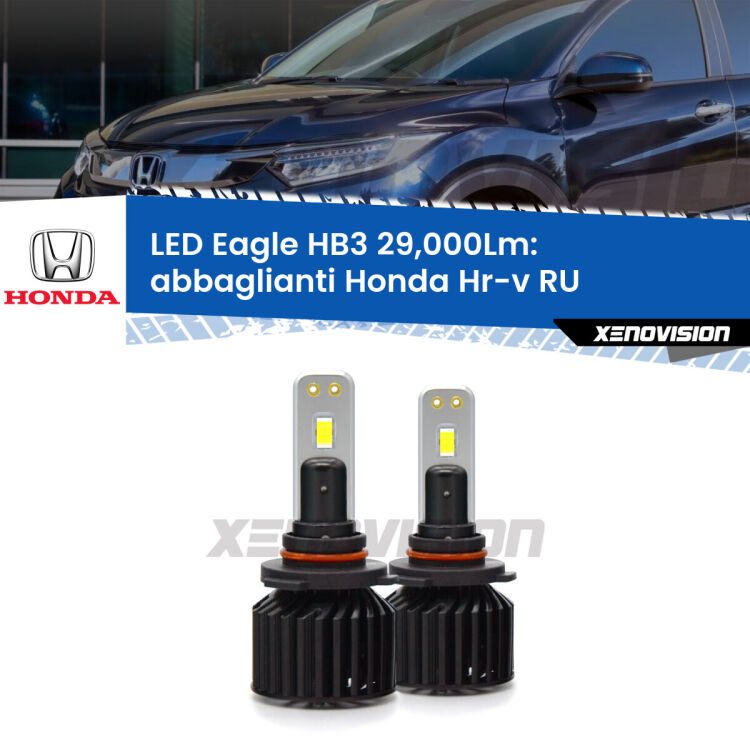 <strong>Kit abbaglianti LED specifico per Honda Hr-v</strong> RU 2013 in poi. Lampade <strong>HB3</strong> Canbus da 29.000Lumen di luminosità modello Eagle Xenovision.