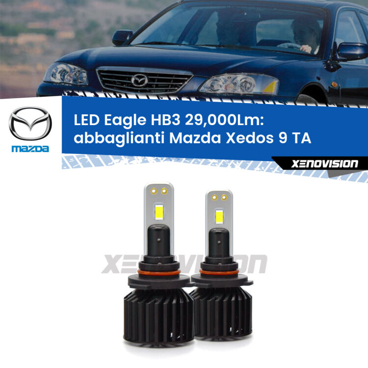 <strong>Kit abbaglianti LED specifico per Mazda Xedos 9</strong> TA 1993 -2002. Lampade <strong>HB3</strong> Canbus da 29.000Lumen di luminosità modello Eagle Xenovision.