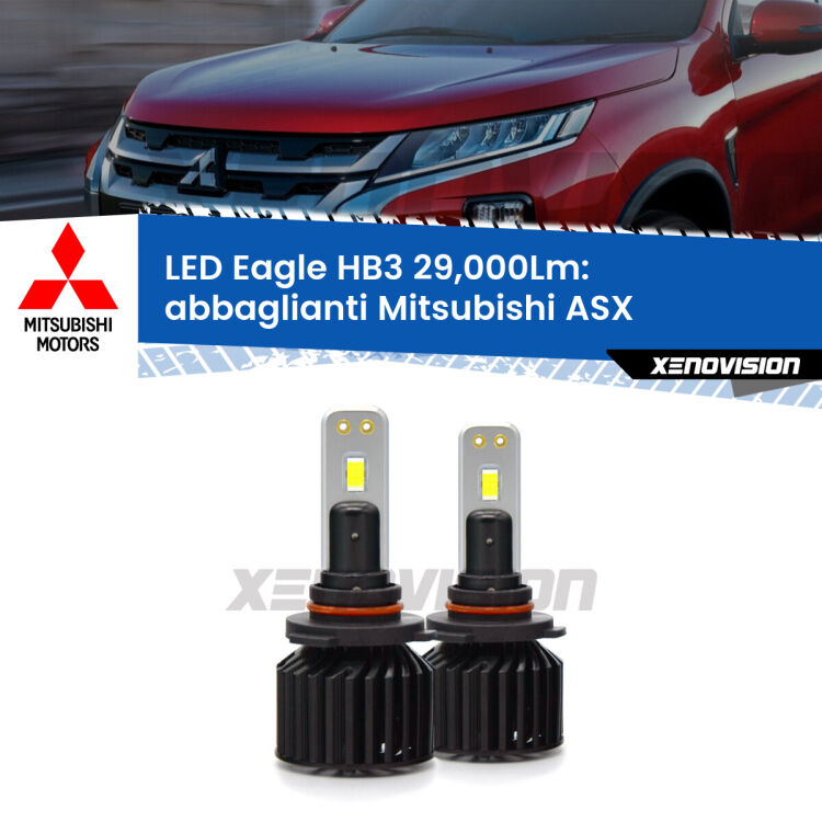 <strong>Kit abbaglianti LED specifico per Mitsubishi ASX</strong>  2010 -2015. Lampade <strong>HB3</strong> Canbus da 29.000Lumen di luminosità modello Eagle Xenovision.