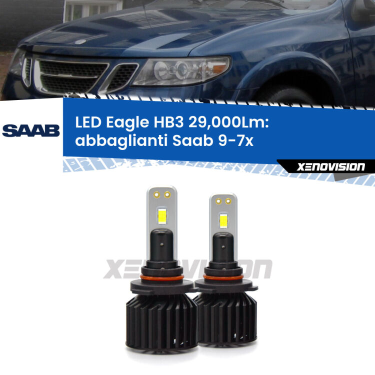 <strong>Kit abbaglianti LED specifico per Saab 9-7x</strong>  2004 -2008. Lampade <strong>HB3</strong> Canbus da 29.000Lumen di luminosità modello Eagle Xenovision.