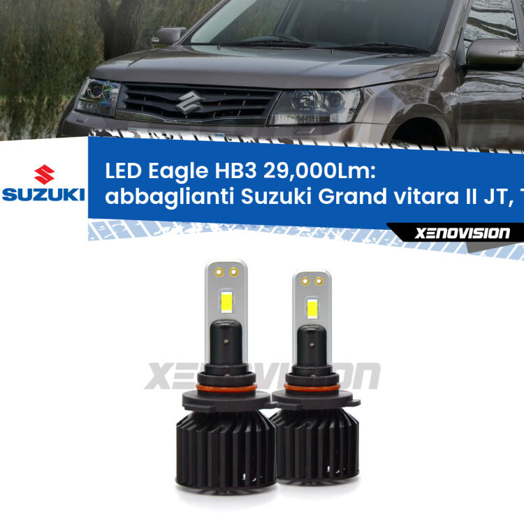 <strong>Kit abbaglianti LED specifico per Suzuki Grand vitara II</strong> JT, TE, TD a parabola doppia. Lampade <strong>HB3</strong> Canbus da 29.000Lumen di luminosità modello Eagle Xenovision.