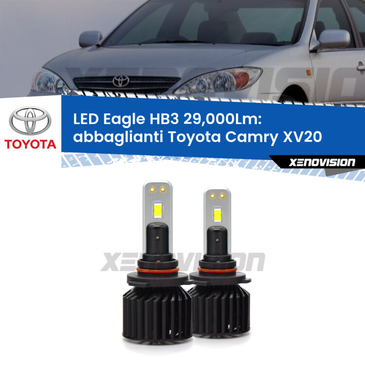 <strong>Kit abbaglianti LED specifico per Toyota Camry</strong> XV20 1999 -2001. Lampade <strong>HB3</strong> Canbus da 29.000Lumen di luminosità modello Eagle Xenovision.