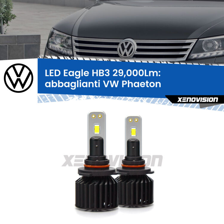 <strong>Kit abbaglianti LED specifico per VW Phaeton</strong>  fino al 2010, con fari Xenon. Lampade <strong>HB3</strong> Canbus da 29.000Lumen di luminosità modello Eagle Xenovision.