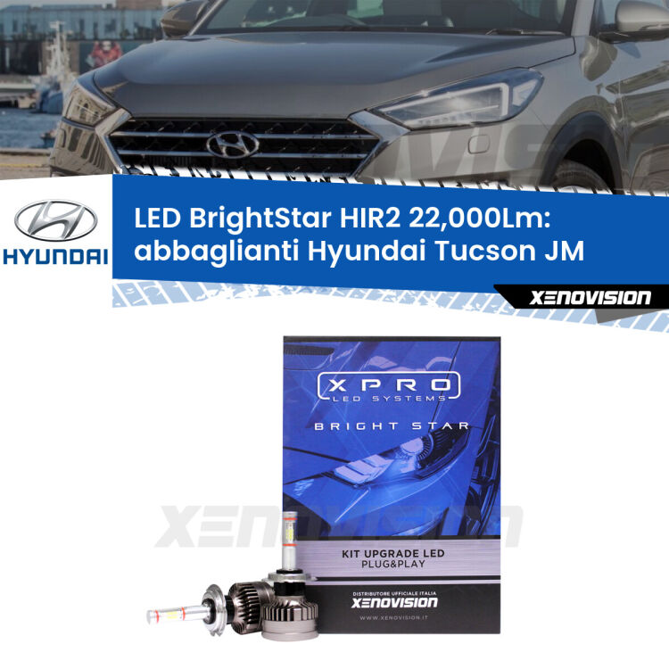 <strong>Kit LED abbaglianti per Hyundai Tucson</strong> JM 2013 -2015. </strong>Due lampade Canbus HIR2 Brightstar da 22,000 Lumen. Qualità Massima.