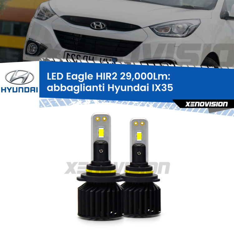 <strong>Kit abbaglianti LED specifico per Hyundai IX35</strong>  2014 -2015. Lampade <strong>HIR2</strong> Canbus da 29.000Lumen di luminosità modello Eagle Xenovision.