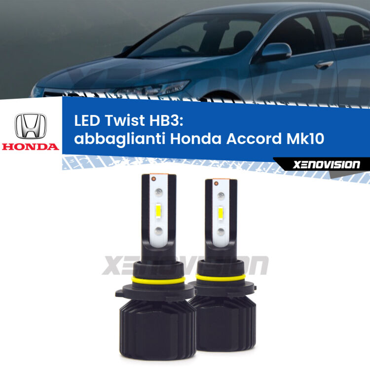 <strong>Kit abbaglianti LED</strong> HB3 per <strong>Honda Accord</strong> Mk10 2017 in poi. Compatte, impermeabili, senza ventola: praticamente indistruttibili. Top Quality.