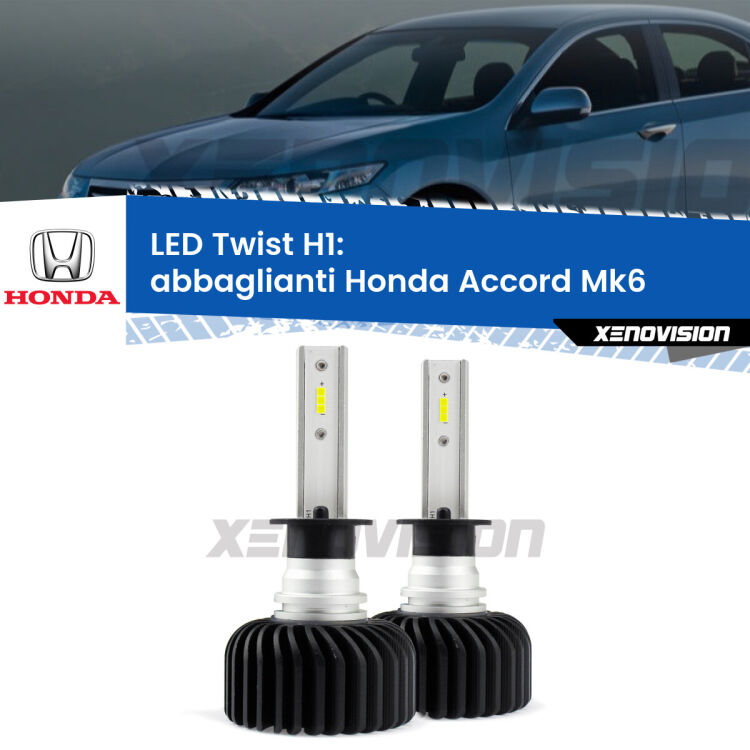 <strong>Kit abbaglianti LED</strong> H1 per <strong>Honda Accord</strong> Mk6 1997 -2002. Compatte, impermeabili, senza ventola: praticamente indistruttibili. Top Quality.