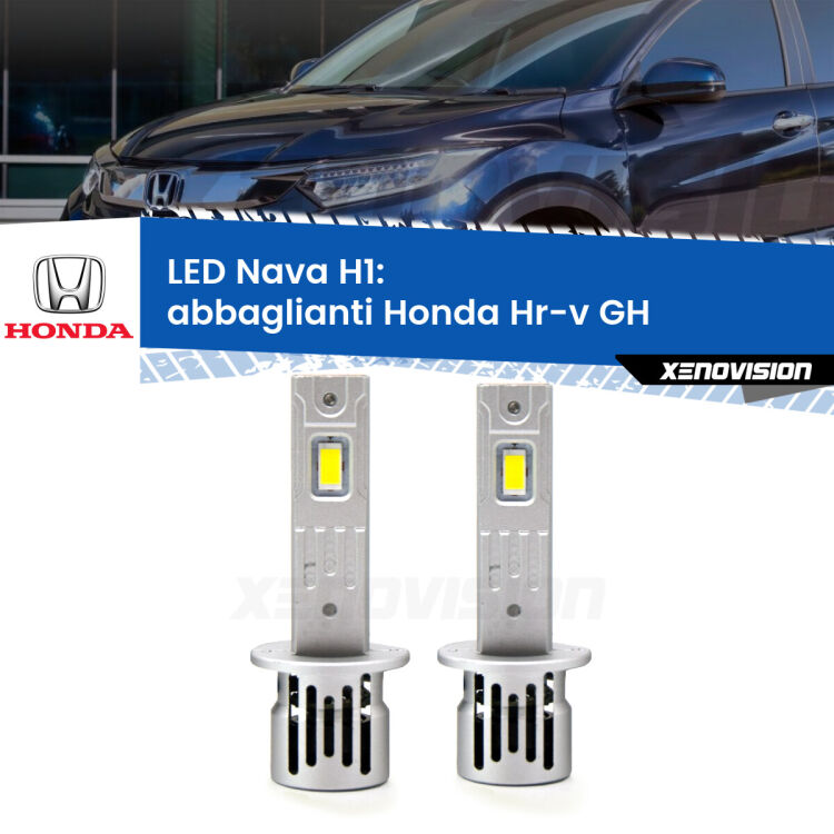 <strong>Abbaglianti LED no-spie per Honda Hr-v</strong> GH 1998 -2012. Coppia lampade <strong> H1</strong> modello Nava canbus, raffreddate a ventola.