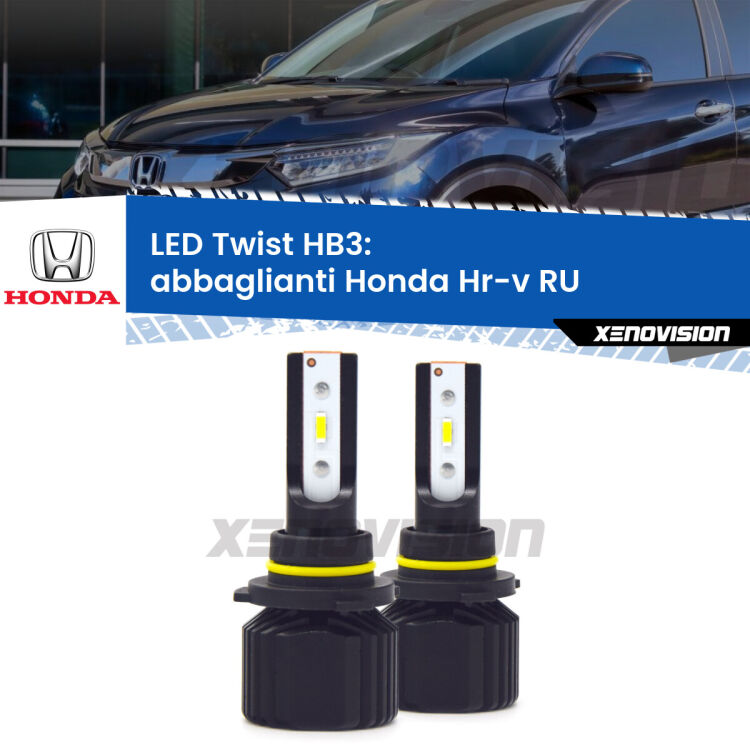 <strong>Kit abbaglianti LED</strong> HB3 per <strong>Honda Hr-v</strong> RU 2013 in poi. Compatte, impermeabili, senza ventola: praticamente indistruttibili. Top Quality.