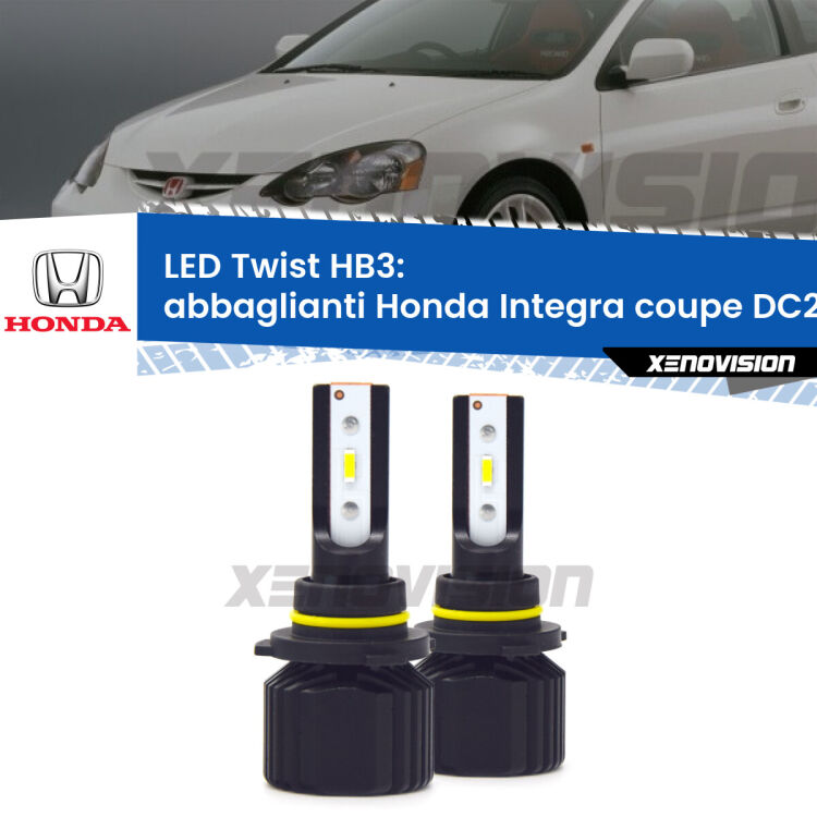 <strong>Kit abbaglianti LED</strong> HB3 per <strong>Honda Integra coupe</strong> DC2, DC4 1997 -2001. Compatte, impermeabili, senza ventola: praticamente indistruttibili. Top Quality.