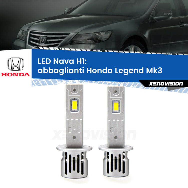 <strong>Abbaglianti LED no-spie per Honda Legend</strong> Mk3 con fari Xenon. Coppia lampade <strong> H1</strong> modello Nava canbus, raffreddate a ventola.