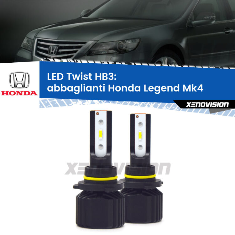 <strong>Kit abbaglianti LED</strong> HB3 per <strong>Honda Legend</strong> Mk4 2006 -2013. Compatte, impermeabili, senza ventola: praticamente indistruttibili. Top Quality.