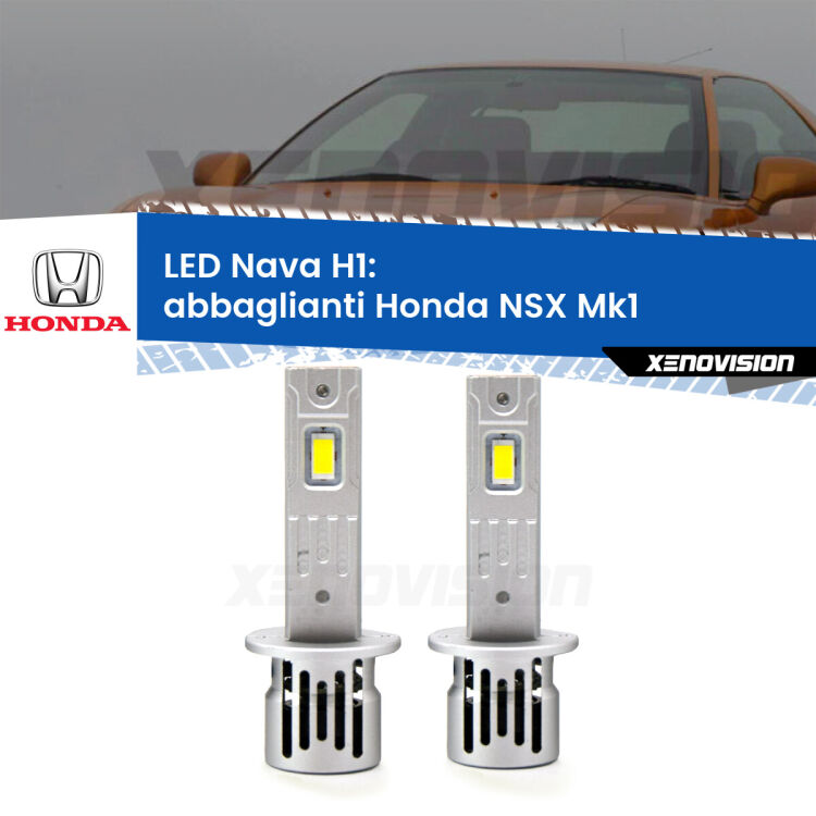 <strong>Abbaglianti LED no-spie per Honda NSX</strong> Mk1 1990 -2005. Coppia lampade <strong> H1</strong> modello Nava canbus, raffreddate a ventola.