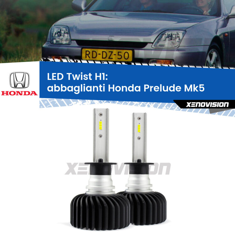 <strong>Kit abbaglianti LED</strong> H1 per <strong>Honda Prelude</strong> Mk5 1996 -2000. Compatte, impermeabili, senza ventola: praticamente indistruttibili. Top Quality.