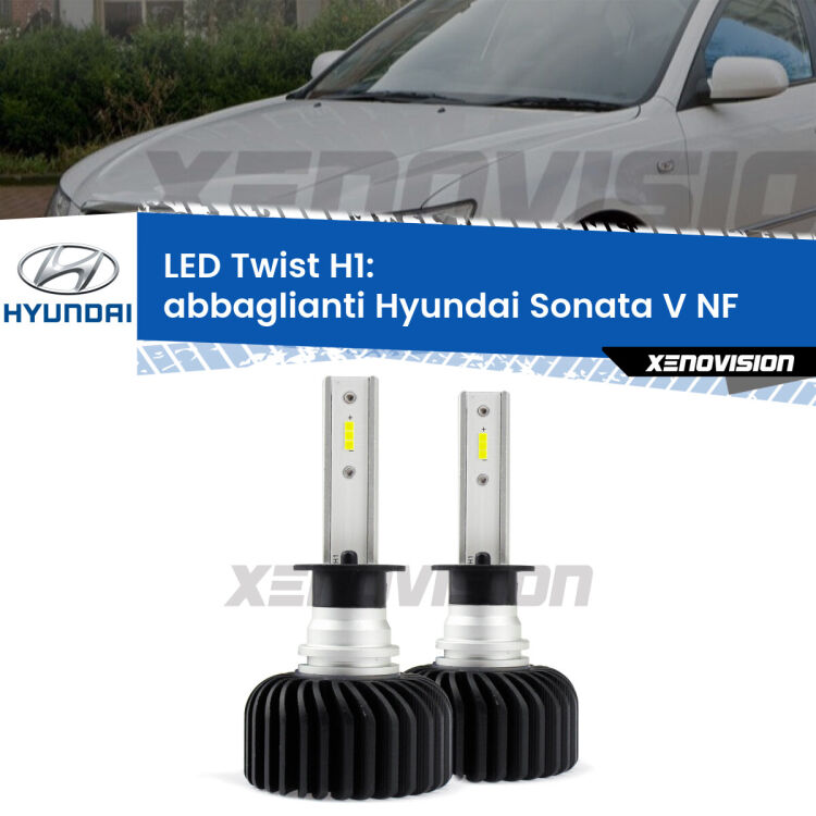 <strong>Kit abbaglianti LED</strong> H1 per <strong>Hyundai Sonata V</strong> NF 2005-2010. Compatte, impermeabili, senza ventola: praticamente indistruttibili. Top Quality.