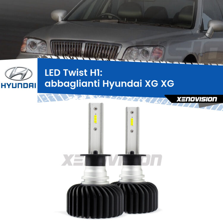 <strong>Kit abbaglianti LED</strong> H1 per <strong>Hyundai XG</strong> XG 1998-2005. Compatte, impermeabili, senza ventola: praticamente indistruttibili. Top Quality.