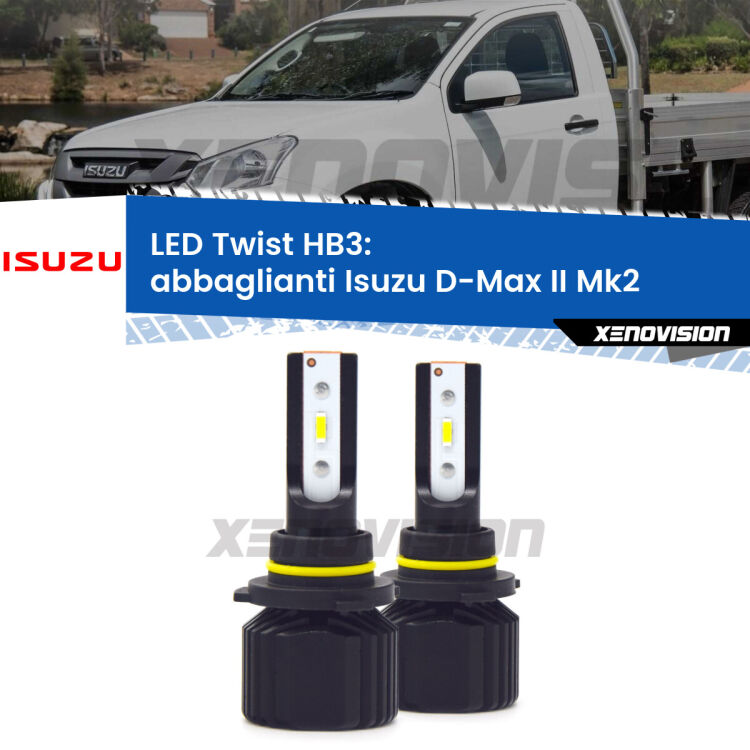 <strong>Kit abbaglianti LED</strong> HB3 per <strong>Isuzu D-Max II</strong> Mk2 a parabola doppia. Compatte, impermeabili, senza ventola: praticamente indistruttibili. Top Quality.