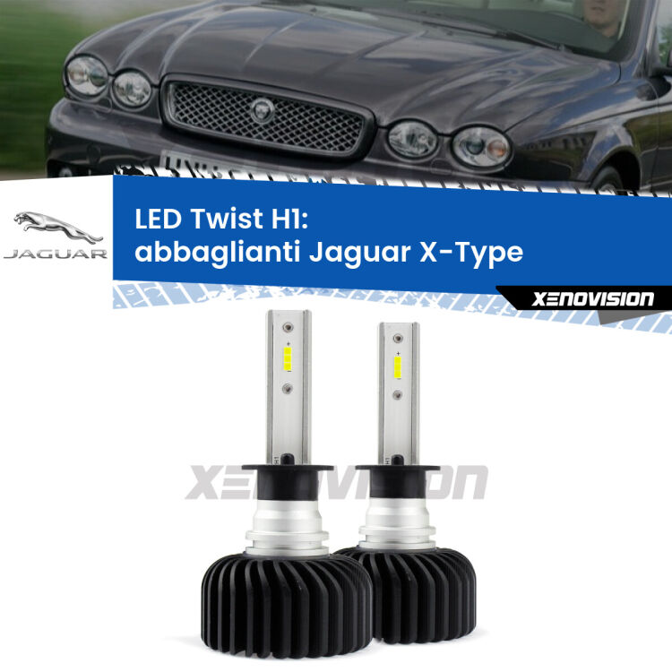 <strong>Kit abbaglianti LED</strong> H1 per <strong>Jaguar X-Type</strong>  2001 -2009. Compatte, impermeabili, senza ventola: praticamente indistruttibili. Top Quality.