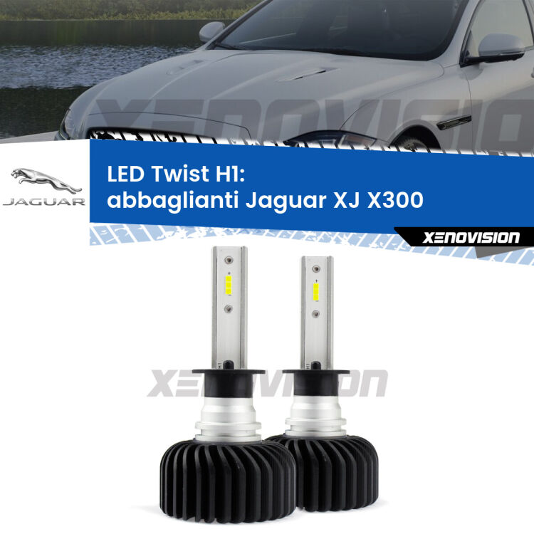 <strong>Kit abbaglianti LED</strong> H1 per <strong>Jaguar XJ</strong> X300 1994 -1997. Compatte, impermeabili, senza ventola: praticamente indistruttibili. Top Quality.