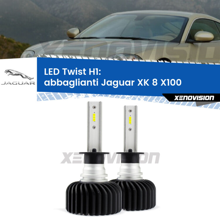 <strong>Kit abbaglianti LED</strong> H1 per <strong>Jaguar XK 8</strong> X100 1996 -2005. Compatte, impermeabili, senza ventola: praticamente indistruttibili. Top Quality.