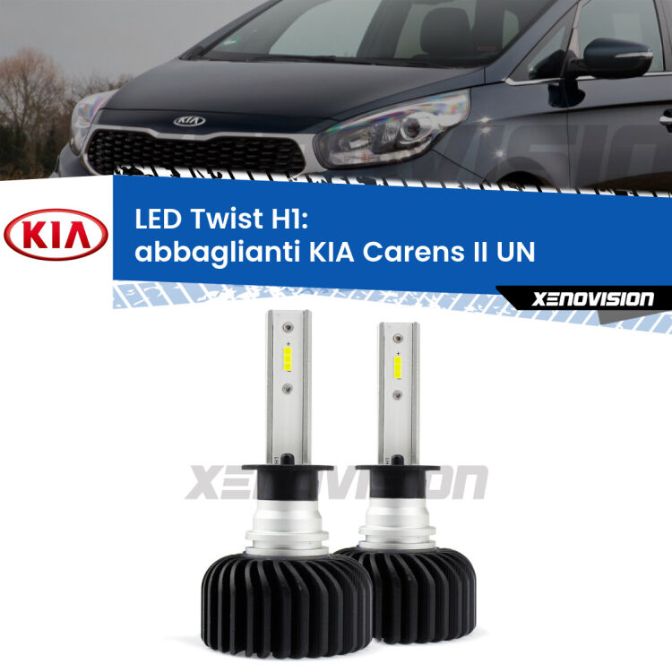 <strong>Kit abbaglianti LED</strong> H1 per <strong>KIA Carens II</strong> UN 2006 -2011. Compatte, impermeabili, senza ventola: praticamente indistruttibili. Top Quality.