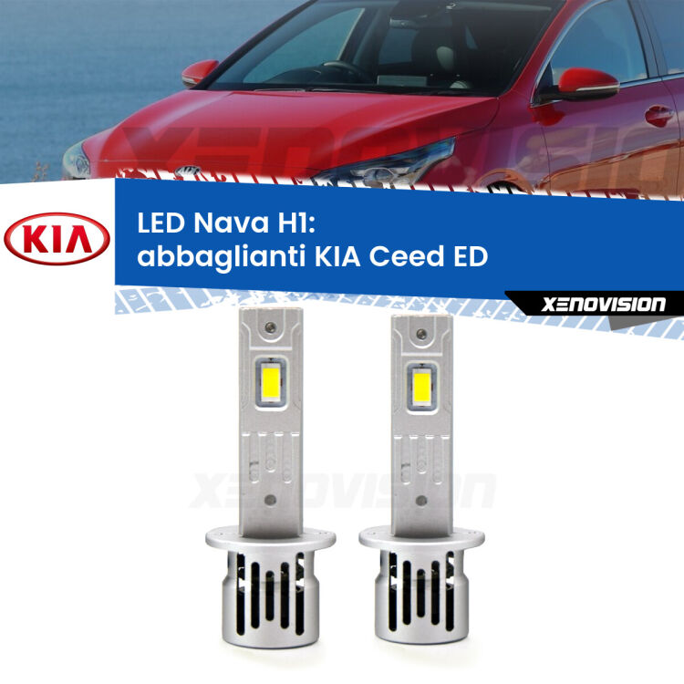 <strong>Abbaglianti LED no-spie per KIA Ceed</strong> ED 2006 -2012. Coppia lampade <strong> H1</strong> modello Nava canbus, raffreddate a ventola.