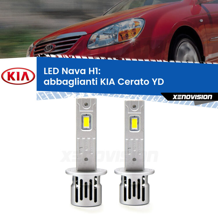 <strong>Abbaglianti LED no-spie per KIA Cerato</strong> YD 2012 -2017. Coppia lampade <strong> H1</strong> modello Nava canbus, raffreddate a ventola.