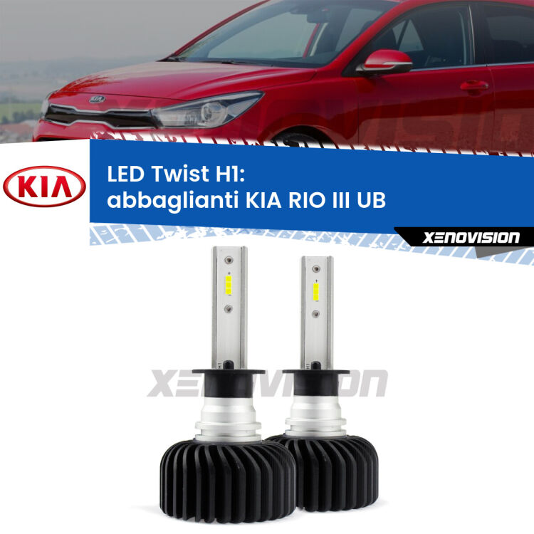 <strong>Kit abbaglianti LED</strong> H1 per <strong>KIA RIO III</strong> UB 2011-2016. Compatte, impermeabili, senza ventola: praticamente indistruttibili. Top Quality.