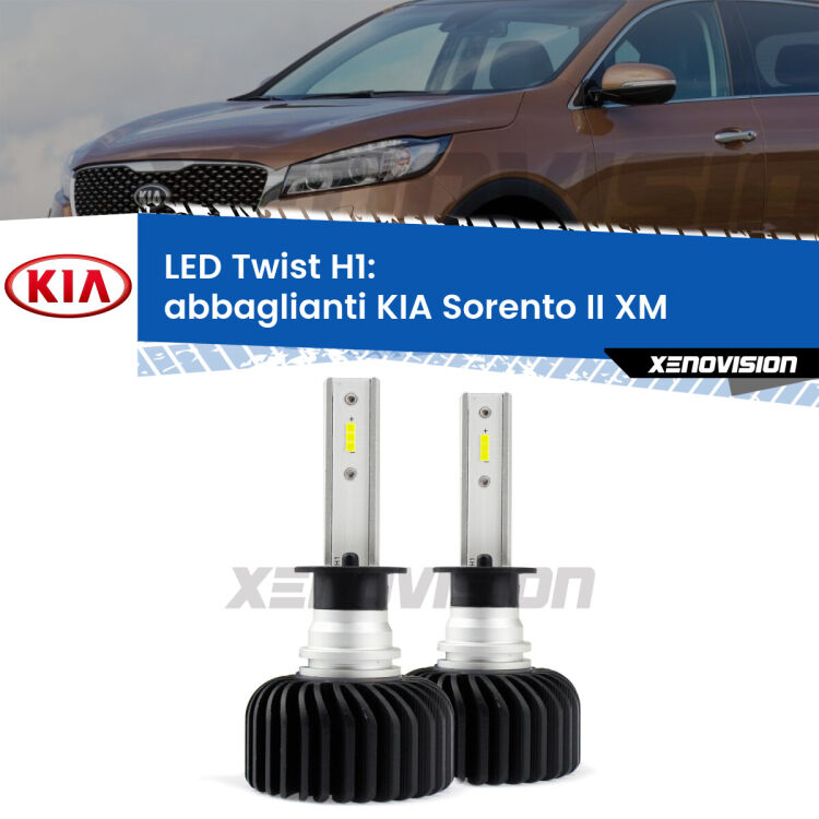 <strong>Kit abbaglianti LED</strong> H1 per <strong>KIA Sorento II</strong> XM 2009 -2012. Compatte, impermeabili, senza ventola: praticamente indistruttibili. Top Quality.