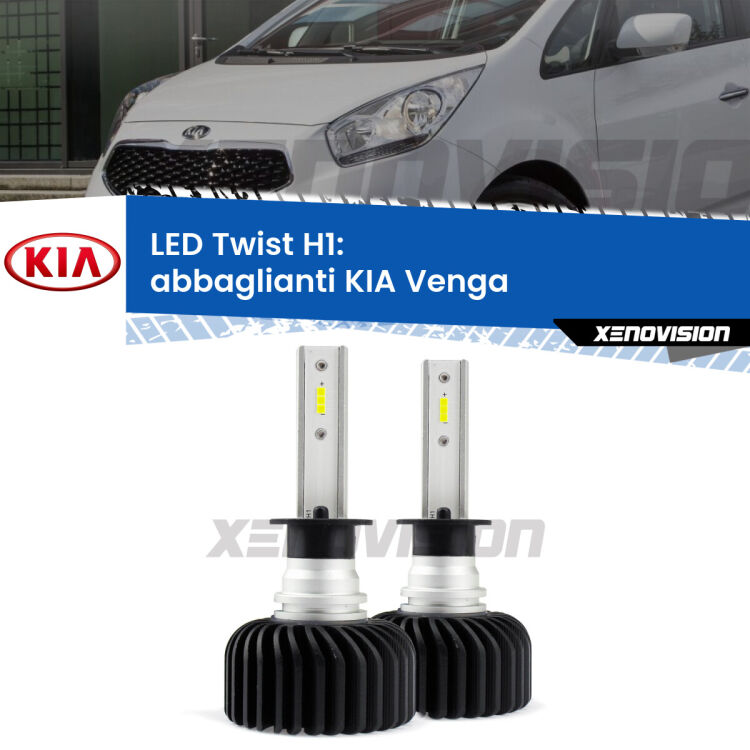 <strong>Kit abbaglianti LED</strong> H1 per <strong>KIA Venga</strong>  2010 -2019. Compatte, impermeabili, senza ventola: praticamente indistruttibili. Top Quality.