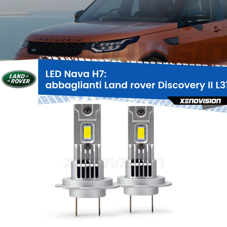 <strong>Abbaglianti LED no-spie per Land rover Discovery II</strong> L318 1998 -2004. Coppia lampade <strong>H7</strong> modello Nava canbus, raffreddate a ventola.