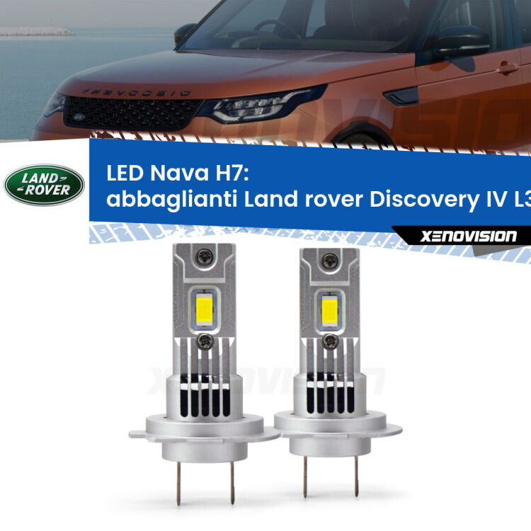 <strong>Abbaglianti LED no-spie per Land rover Discovery IV</strong> L319 2009 -2015. Coppia lampade <strong>H7</strong> modello Nava canbus, raffreddate a ventola.