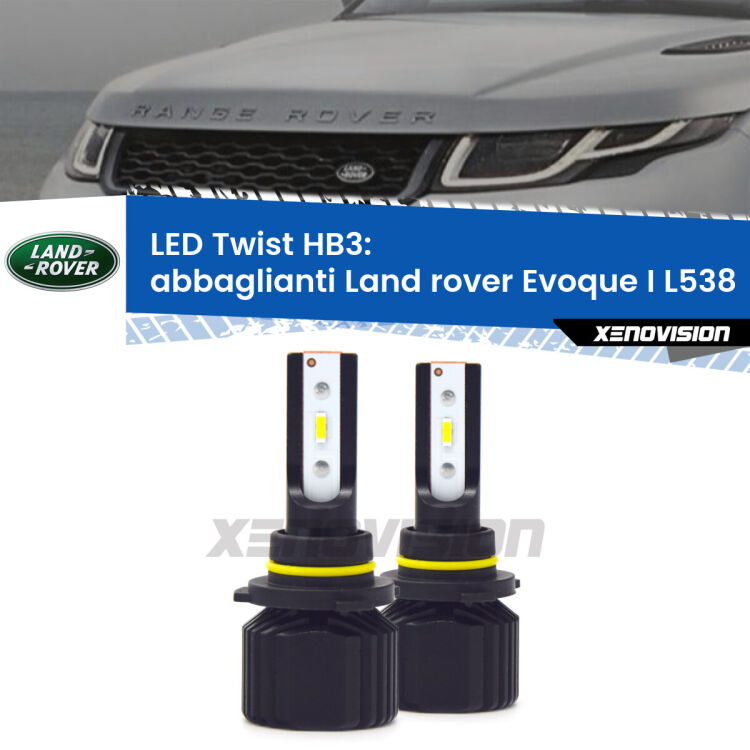 <strong>Kit abbaglianti LED</strong> HB3 per <strong>Land rover Evoque I</strong> L538 2011 in poi. Compatte, impermeabili, senza ventola: praticamente indistruttibili. Top Quality.