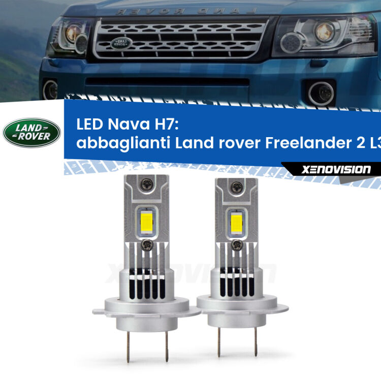 <strong>Abbaglianti LED no-spie per Land rover Freelander 2</strong> L359 2006 -2012. Coppia lampade <strong>H7</strong> modello Nava canbus, raffreddate a ventola.