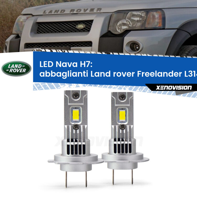 <strong>Abbaglianti LED no-spie per Land rover Freelander</strong> L314 a parabola doppia. Coppia lampade <strong>H7</strong> modello Nava canbus, raffreddate a ventola.