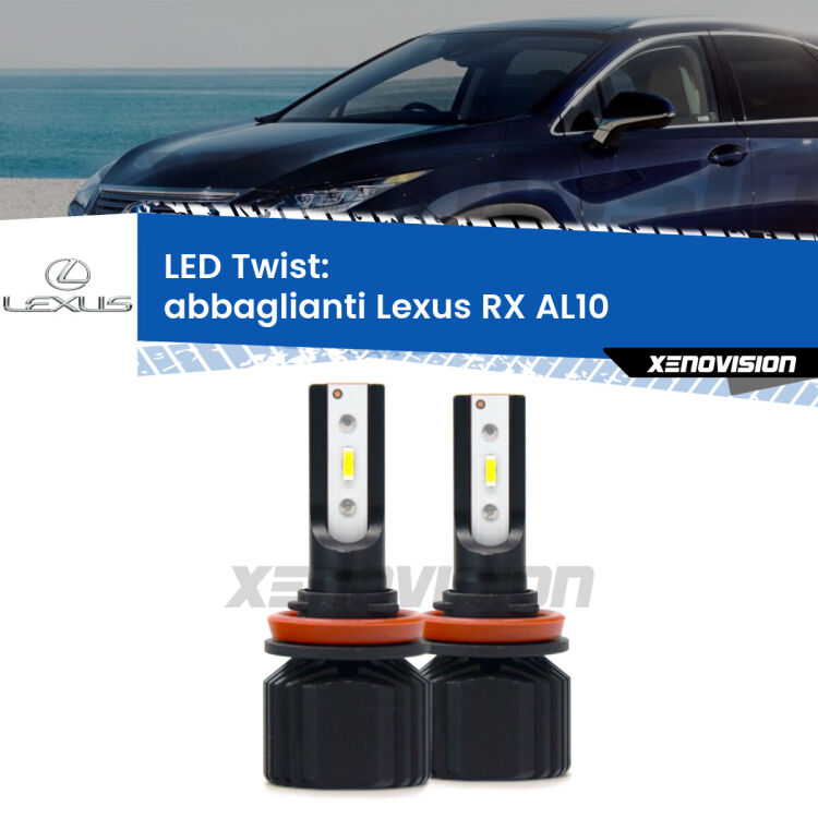 <strong>Kit abbaglianti LED</strong> per <strong>Lexus RX</strong> AL10 in poi. Compatte, impermeabili, senza ventola: praticamente indistruttibili. Top Quality.