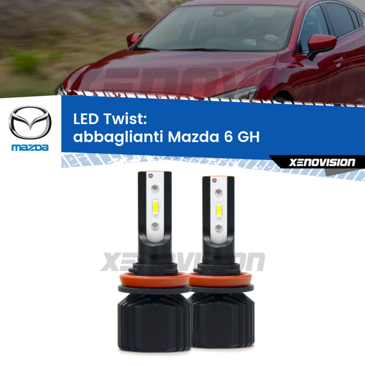 <strong>Kit abbaglianti LED</strong> per <strong>Mazda 6</strong> GH 2007 -2013. Compatte, impermeabili, senza ventola: praticamente indistruttibili. Top Quality.