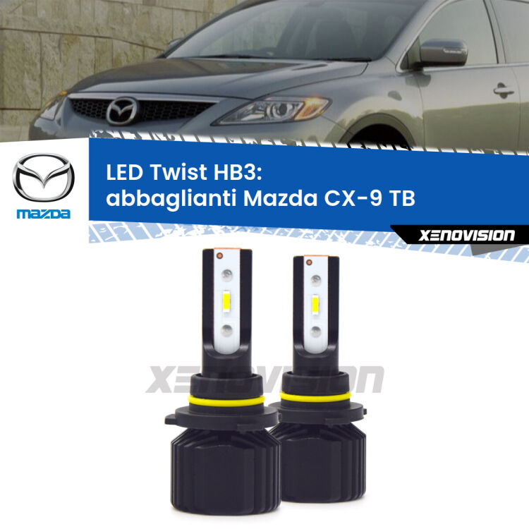 <strong>Kit abbaglianti LED</strong> HB3 per <strong>Mazda CX-9</strong> TB 2006 -2015. Compatte, impermeabili, senza ventola: praticamente indistruttibili. Top Quality.