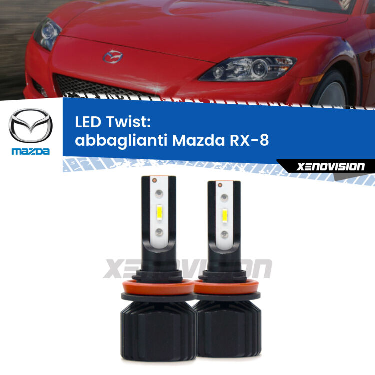 <strong>Kit abbaglianti LED</strong> per <strong>Mazda RX-8</strong>  2003 -2012. Compatte, impermeabili, senza ventola: praticamente indistruttibili. Top Quality.