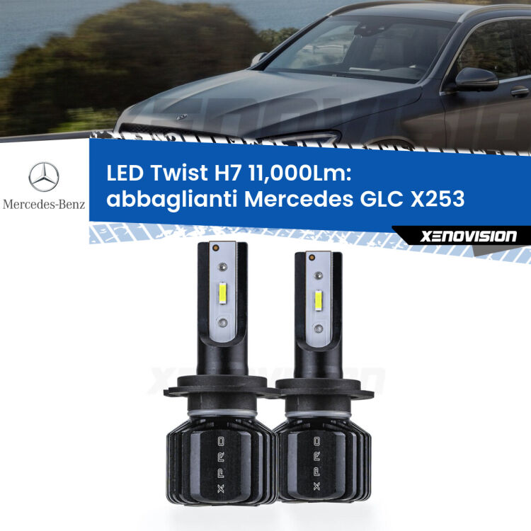 FINE SERIE: NO GARANZIA <strong>Kit abbaglianti LED</strong> H7 per <strong>Mercedes GLC</strong> X253 2015-2019. Compatte, impermeabili, senza ventola: praticamente indistruttibili. Top Quality.