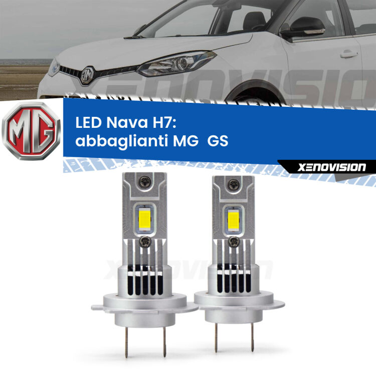 <strong>Abbaglianti LED no-spie per MG  GS</strong>  2016 -2019. Coppia lampade <strong>H7</strong> modello Nava canbus, raffreddate a ventola.