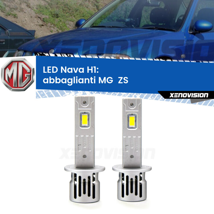 <strong>Abbaglianti LED no-spie per MG  ZS</strong>  2001 -2005. Coppia lampade <strong> H1</strong> modello Nava canbus, raffreddate a ventola.