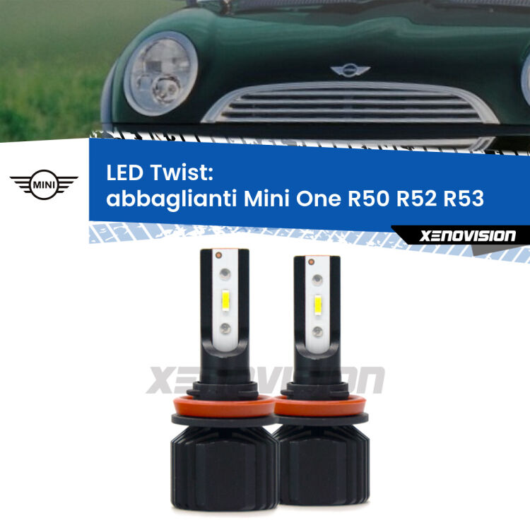 <strong>Kit abbaglianti LED</strong> per <strong>Mini One</strong> R50 R52 R53 con fari Xenon. Compatte, impermeabili, senza ventola: praticamente indistruttibili. Top Quality.