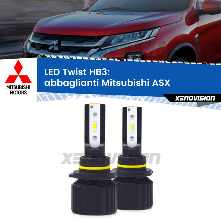 <strong>Kit abbaglianti LED</strong> HB3 per <strong>Mitsubishi ASX</strong>  2010 -2015. Compatte, impermeabili, senza ventola: praticamente indistruttibili. Top Quality.