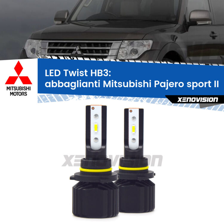 <strong>Kit abbaglianti LED</strong> HB3 per <strong>Mitsubishi Pajero sport II</strong>  2008 -2015. Compatte, impermeabili, senza ventola: praticamente indistruttibili. Top Quality.