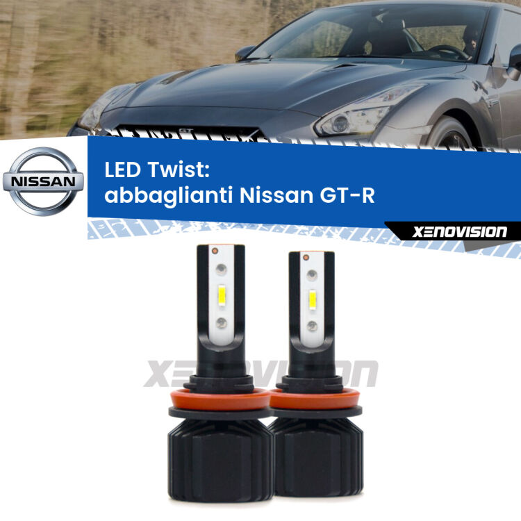 <strong>Kit abbaglianti LED</strong> per <strong>Nissan GT-R</strong>  con fari Xenon. Compatte, impermeabili, senza ventola: praticamente indistruttibili. Top Quality.