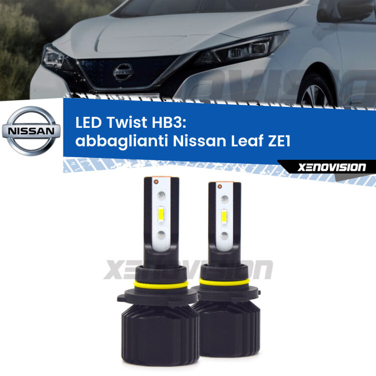 <strong>Kit abbaglianti LED</strong> HB3 per <strong>Nissan Leaf</strong> ZE1 2017 in poi. Compatte, impermeabili, senza ventola: praticamente indistruttibili. Top Quality.