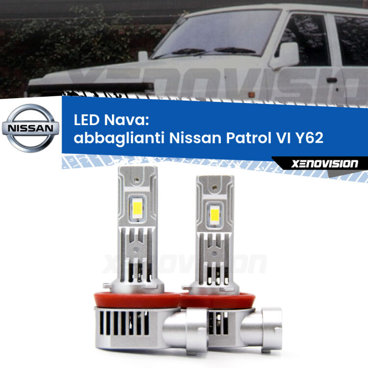 <strong>Abbaglianti LED no-spie per Nissan Patrol VI</strong> Y62 2010 in poi. Coppia lampade <strong>H11</strong>/H9/H8/H16(JP) modello Nava canbus, raffreddate a ventola.