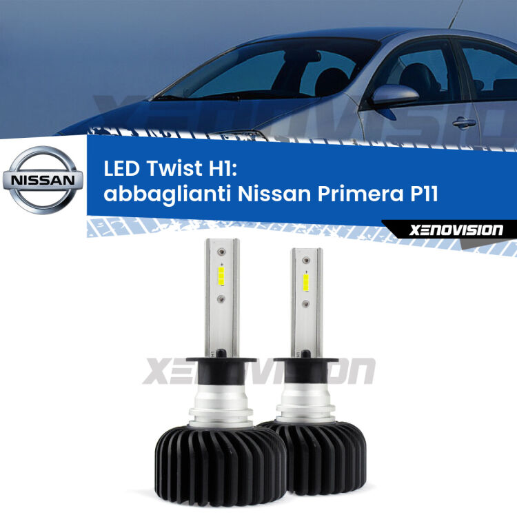 <strong>Kit abbaglianti LED</strong> H1 per <strong>Nissan Primera</strong> P11 1996 -2001. Compatte, impermeabili, senza ventola: praticamente indistruttibili. Top Quality.